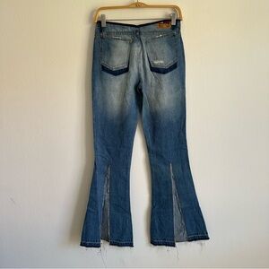 Vintage Y2K Blue Asphalt Jeans Flare Slit Cotton Fairy Grunge Distressed Denim